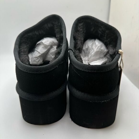 CUSHIONAIRE Women's Genuine Suede Cozy Mule Platform +Memory Foam 10 BLACK - Picture 4 of 7